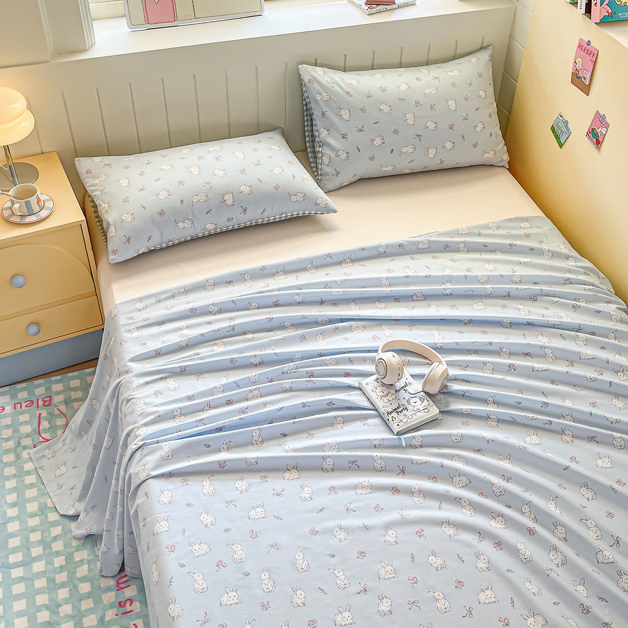 91家纺网 家纺一手货源 找家纺 瑞莱 2026新款纯棉全棉单品印花卡通床单枕套系列 仙子