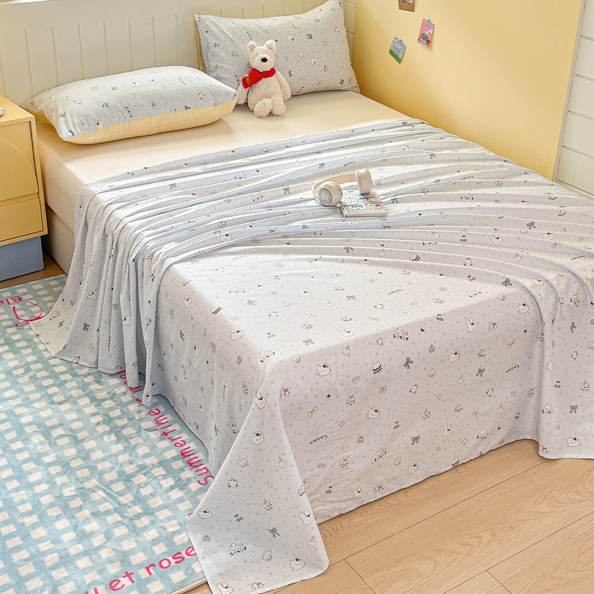 91家纺网 家纺一手货源 找家纺 瑞莱 2026新款纯棉全棉单品印花卡通床单枕套系列 童话