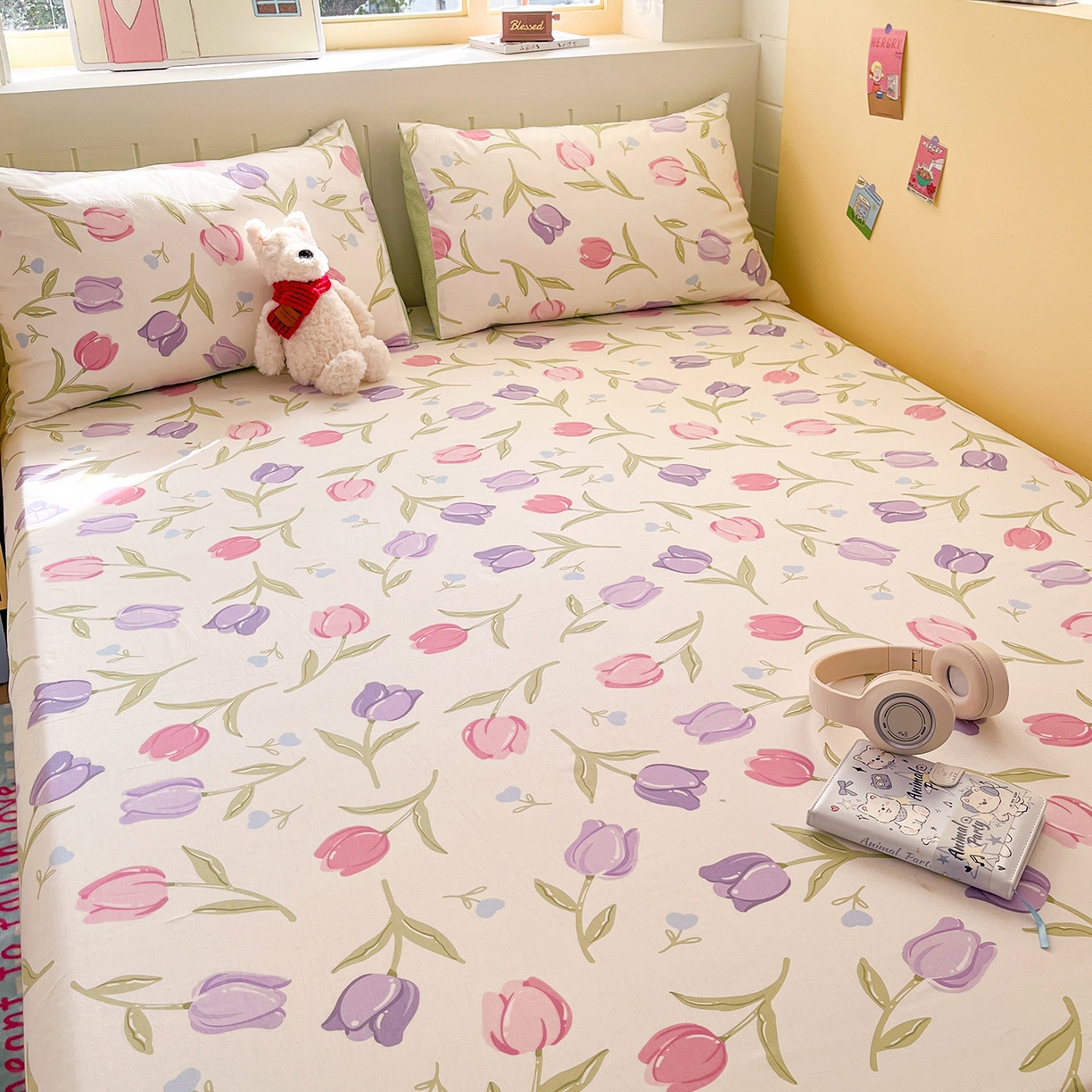 91家纺网 家纺一手货源 找家纺 瑞莱 2026新款纯棉全棉单品印花卡通床单枕套系列 绽放