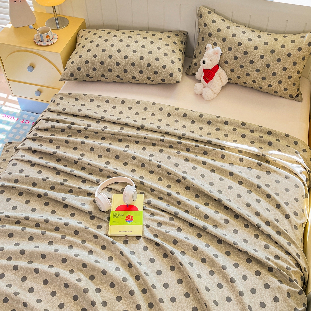 91家纺网 家纺一手货源 找家纺 瑞莱 2026新款纯棉全棉单品印花卡通床单枕套系列 圆点点