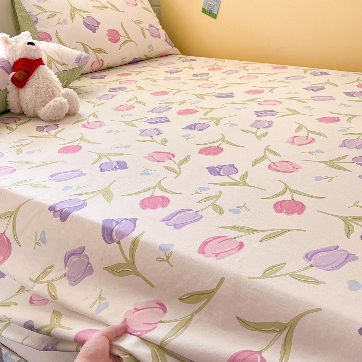 91家纺网 家纺一手货源 找家纺 瑞莱 2026新款纯棉全棉单品印花卡通床单枕套系列 绽放