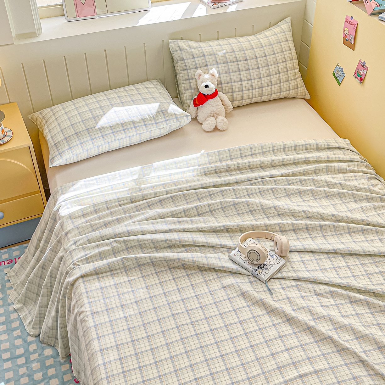 91家纺网 家纺一手货源 找家纺 瑞莱 2026新款纯棉全棉单品印花卡通床单枕套系列 五线格