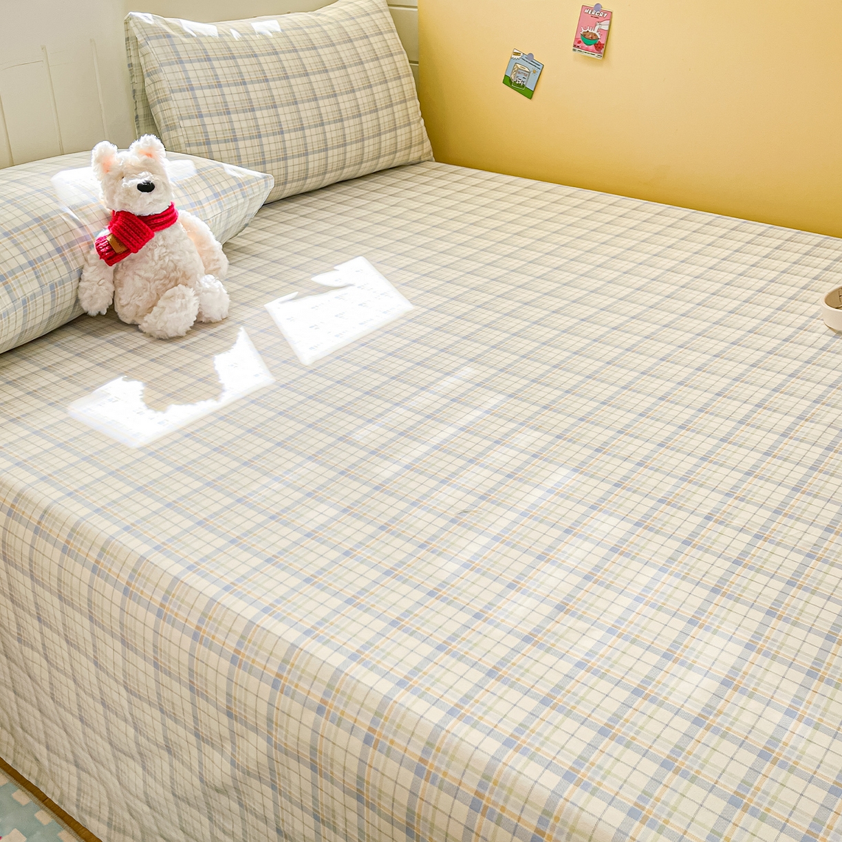 91家纺网 家纺一手货源 找家纺 瑞莱 2026新款纯棉全棉单品印花卡通床单枕套系列 五线格