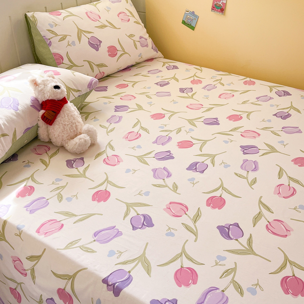 91家纺网 家纺一手货源 找家纺 瑞莱 2026新款纯棉全棉单品印花卡通床单枕套系列 绽放