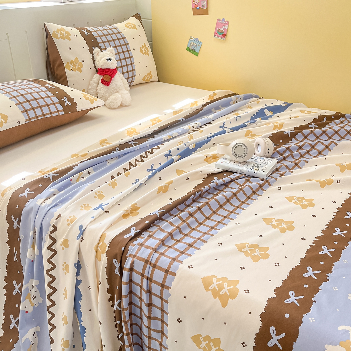 91家纺网 家纺一手货源 找家纺 瑞莱 2026新款纯棉全棉单品印花卡通床单枕套系列 圣诞狗