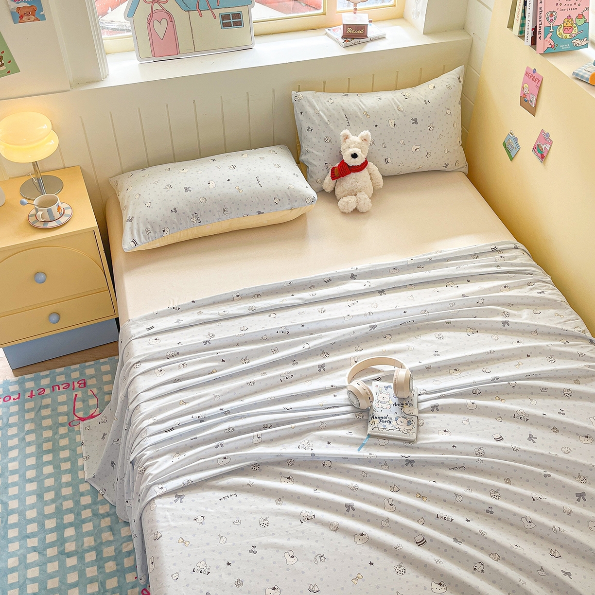 91家纺网 家纺一手货源 找家纺 瑞莱 2026新款纯棉全棉单品印花卡通床单枕套系列 童话