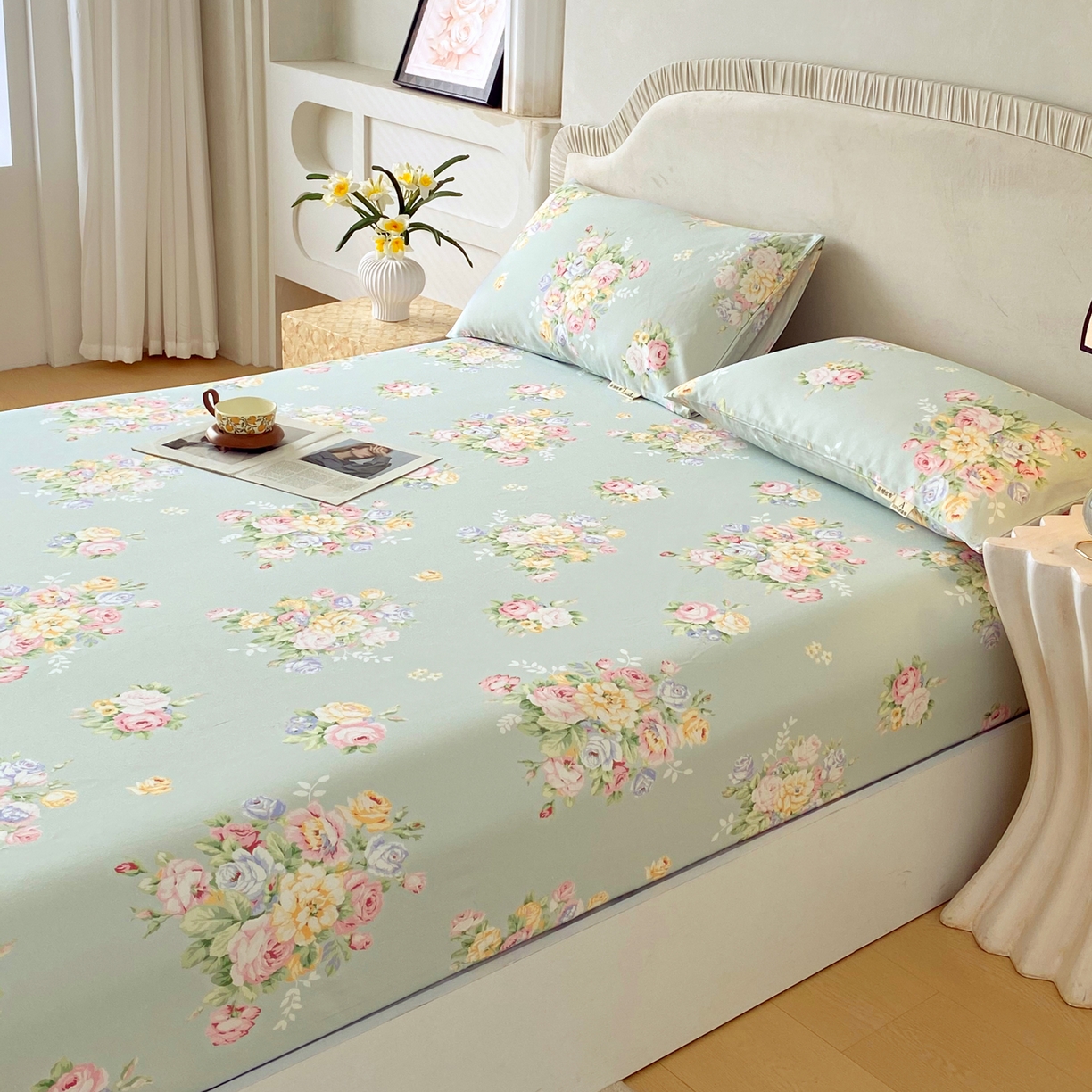 91家纺网 家纺一手货源 找家纺 （总）春皖家纺 2026春夏新品简约款老粗布系列床笠品单床笠 床笠单件