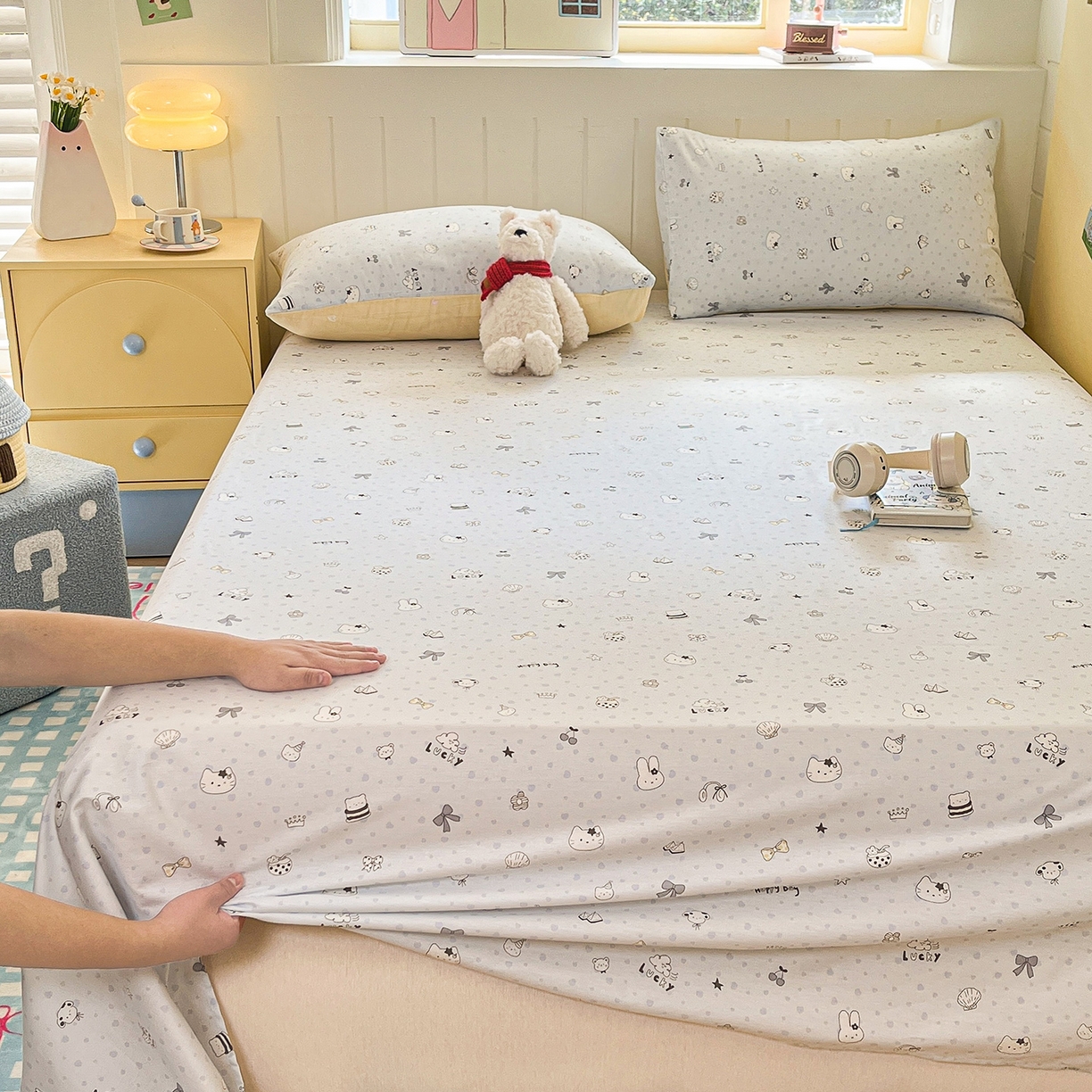 91家纺网 家纺一手货源 找家纺 瑞莱 2026新款纯棉全棉单品印花卡通床单枕套系列 童话