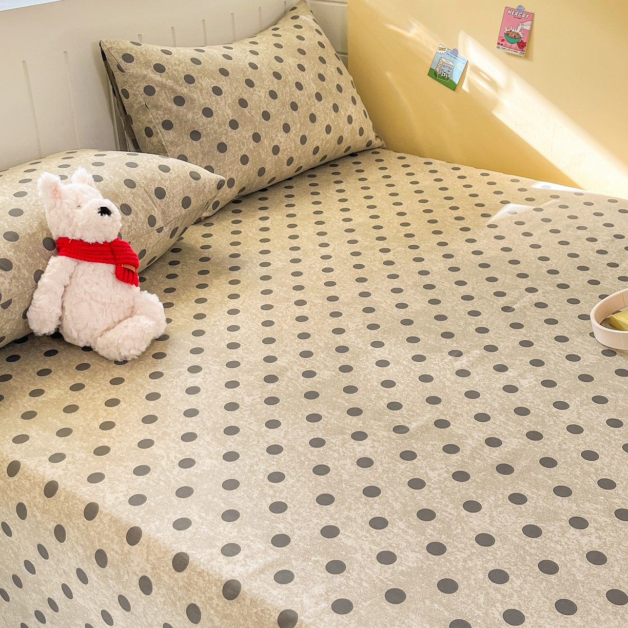 91家纺网 家纺一手货源 找家纺 瑞莱 2026新款纯棉全棉单品印花卡通床单枕套系列 圆点点