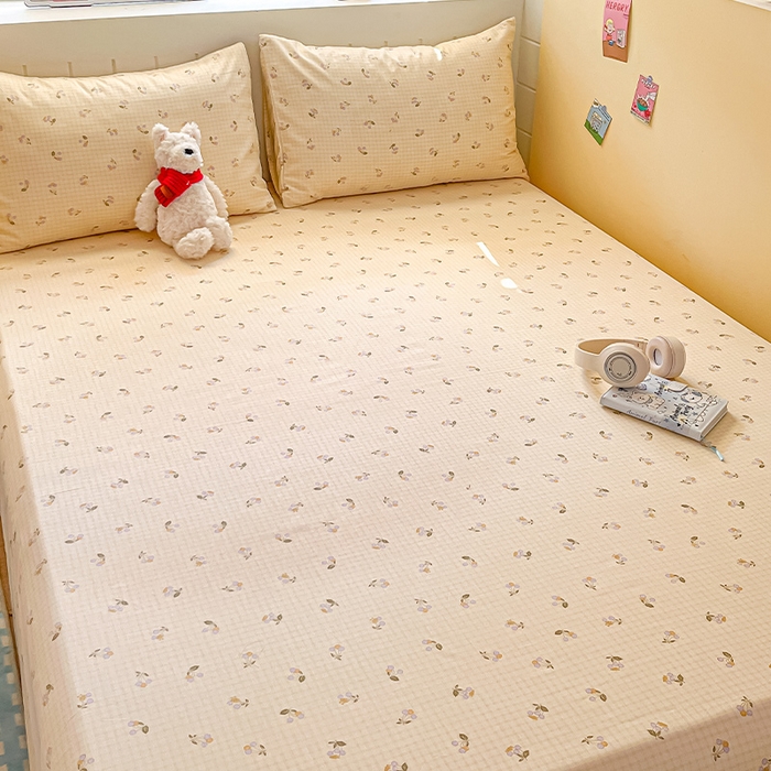 瑞莱 2026新款纯棉全棉单品印花卡通床单枕套系列 樱桃格