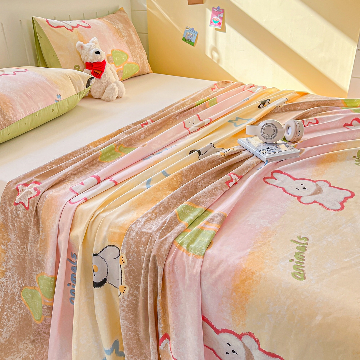 91家纺网 家纺一手货源 找家纺 瑞莱 2026新款纯棉全棉单品印花卡通床单枕套系列 呆萌企鹅