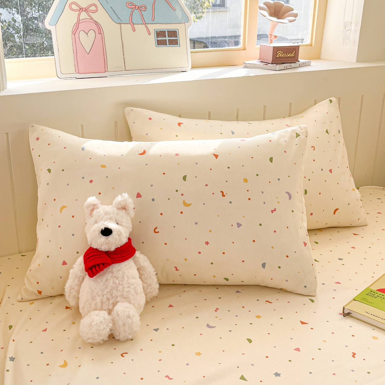 91家纺网 家纺一手货源 找家纺 瑞莱 2026新款纯棉全棉单品印花卡通床单枕套系列 繁星点点