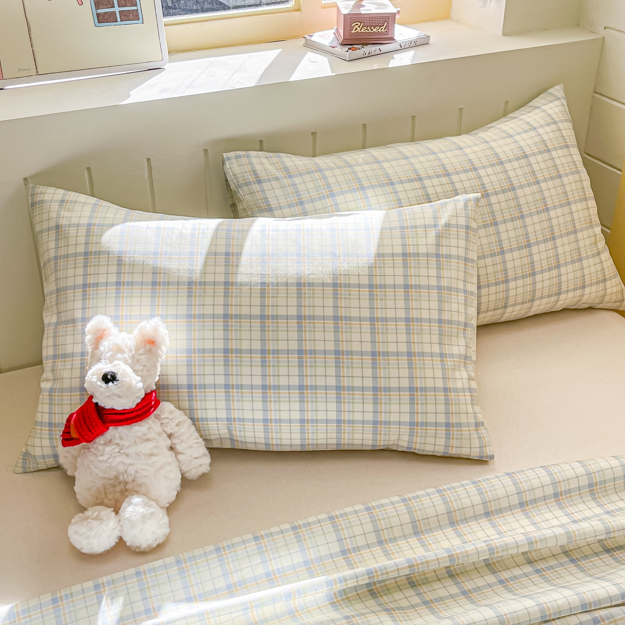 91家纺网 家纺一手货源 找家纺 瑞莱 2026新款纯棉全棉单品印花卡通床单枕套系列 五线格