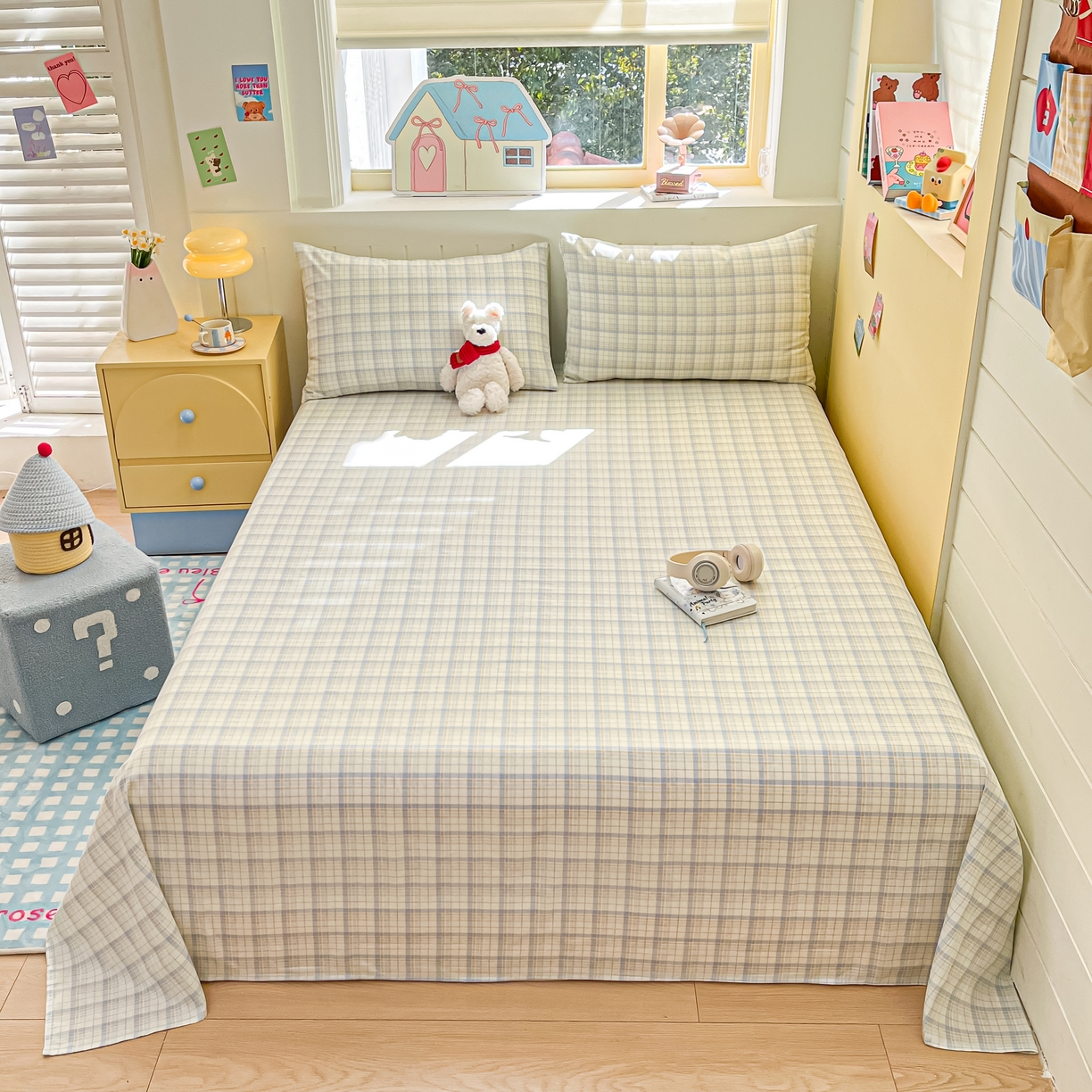 91家纺网 家纺一手货源 找家纺 瑞莱 2026新款纯棉全棉单品印花卡通床单枕套系列 五线格