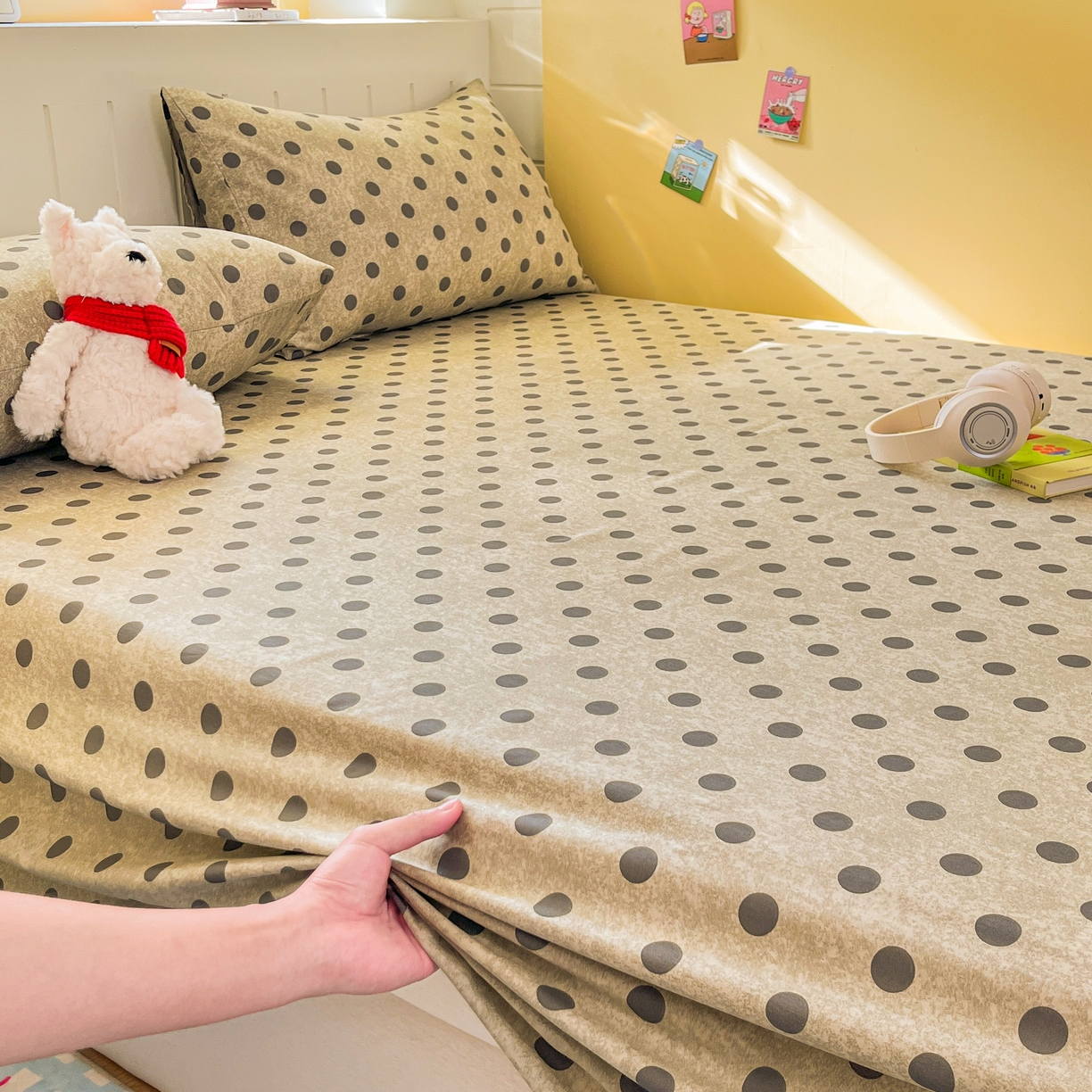 91家纺网 家纺一手货源 找家纺 瑞莱 2026新款纯棉全棉单品印花卡通床单枕套系列 圆点点