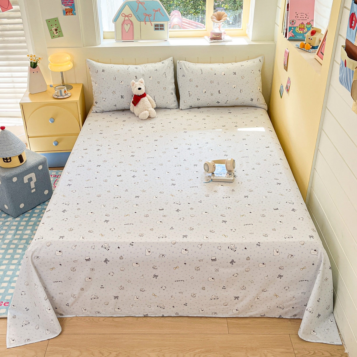 91家纺网 家纺一手货源 找家纺 瑞莱 2026新款纯棉全棉单品印花卡通床单枕套系列 童话