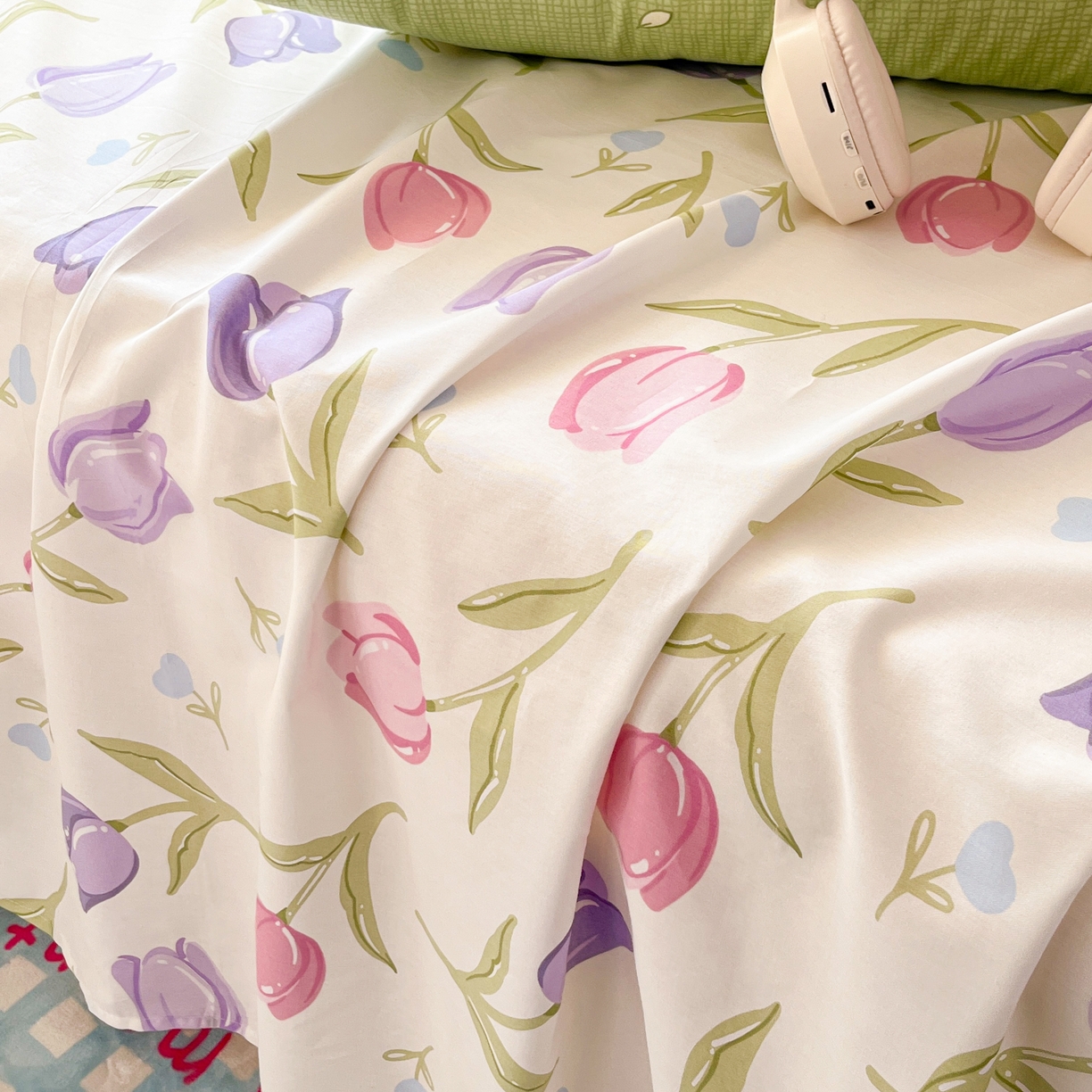 91家纺网 家纺一手货源 找家纺 瑞莱 2026新款纯棉全棉单品印花卡通床单枕套系列 绽放