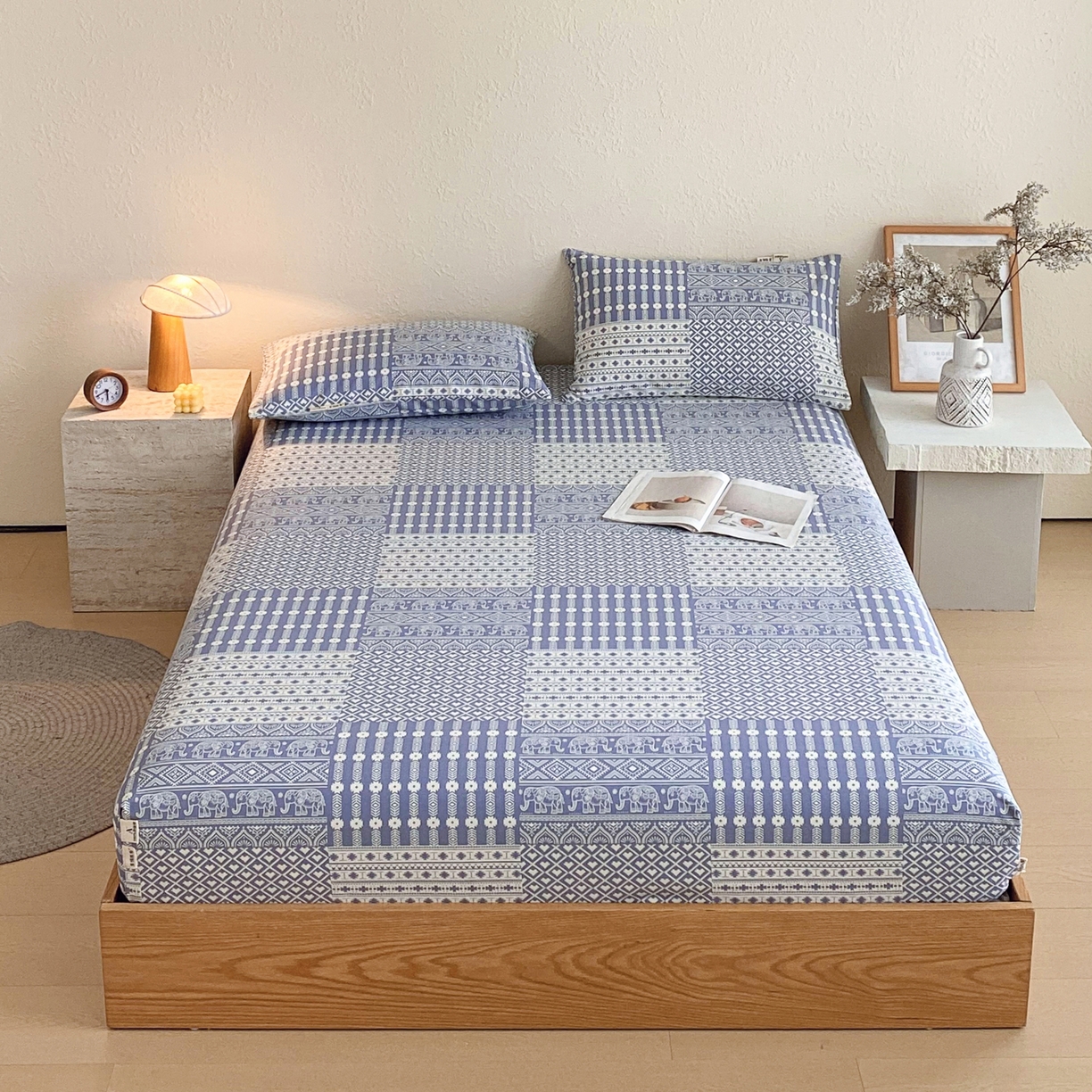 91家纺网 家纺一手货源 找家纺 （总）春皖家纺 2026春夏新品简约款老粗布系列床笠品单床笠 床笠单件