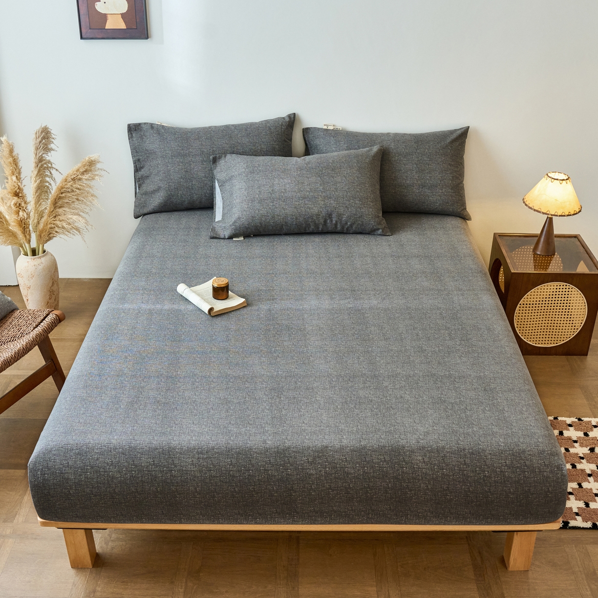 91家纺网 家纺一手货源 找家纺 （总）春皖家纺 2026春夏新品简约款老粗布系列床笠品单床笠 床笠单件