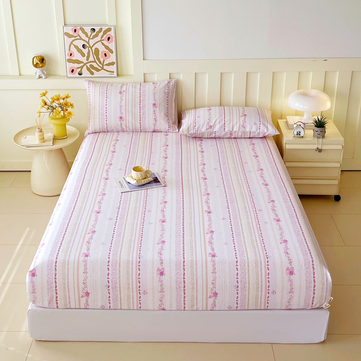 91家纺网 家纺一手货源 找家纺 （总）春皖家纺 2026春夏新品简约款老粗布系列床笠品单床笠 床笠单件