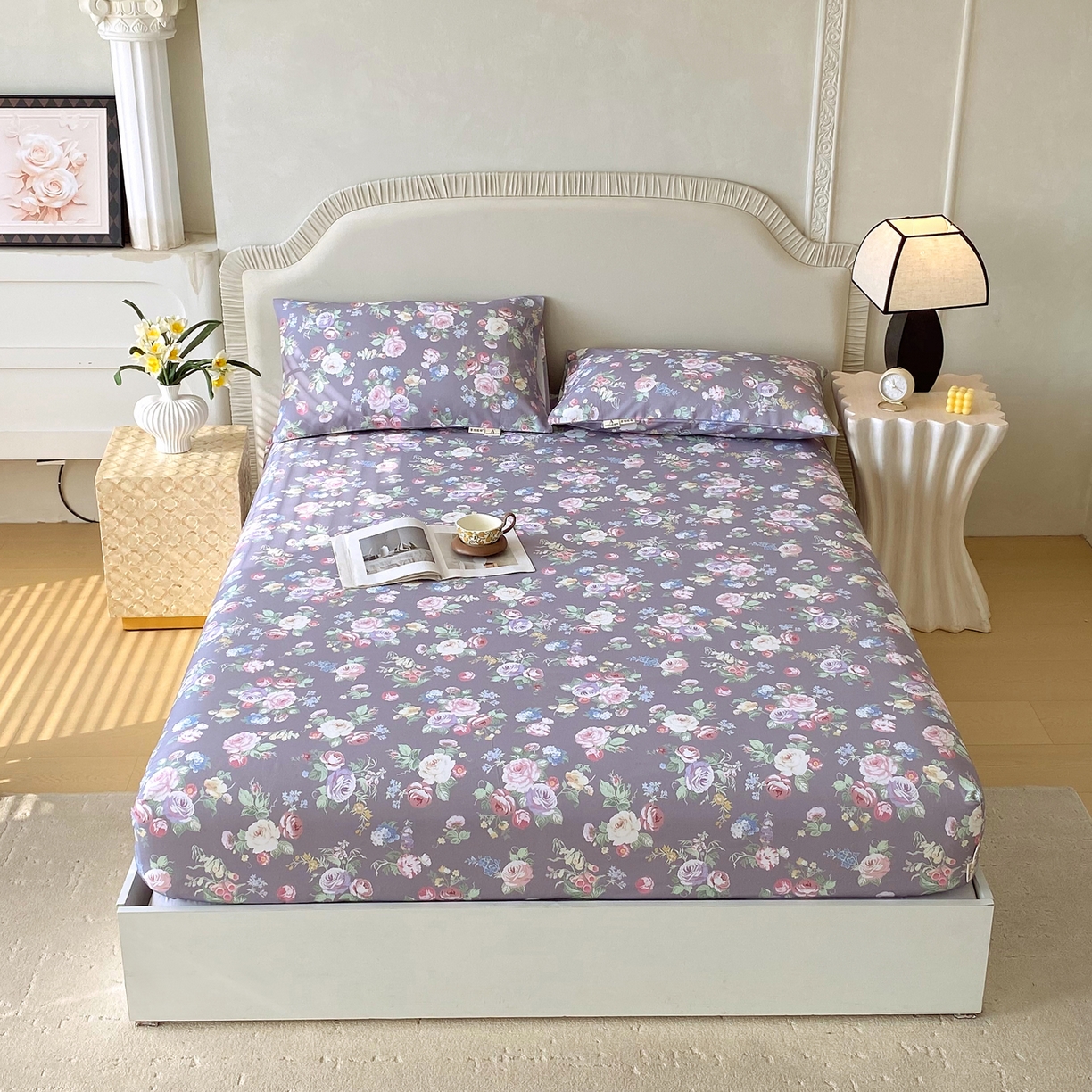 91家纺网 家纺一手货源 找家纺 （总）春皖家纺 2026春夏新品简约款老粗布系列床笠品单床笠 床笠单件