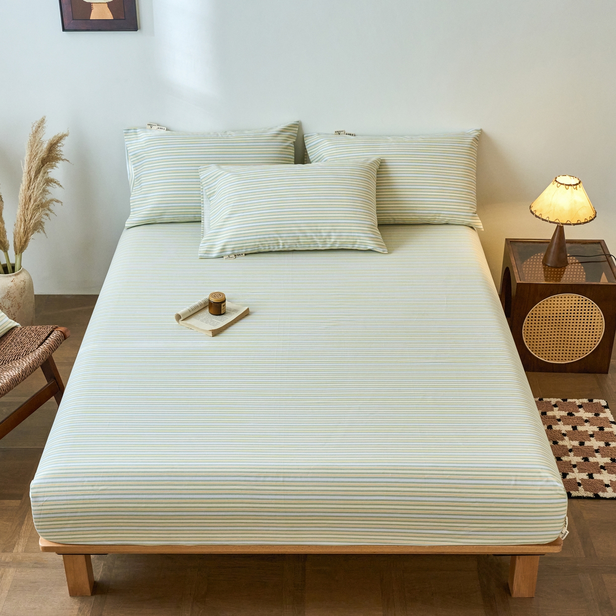 91家纺网 家纺一手货源 找家纺 （总）春皖家纺 2026春夏新品简约款老粗布系列床笠品单床笠 床笠单件