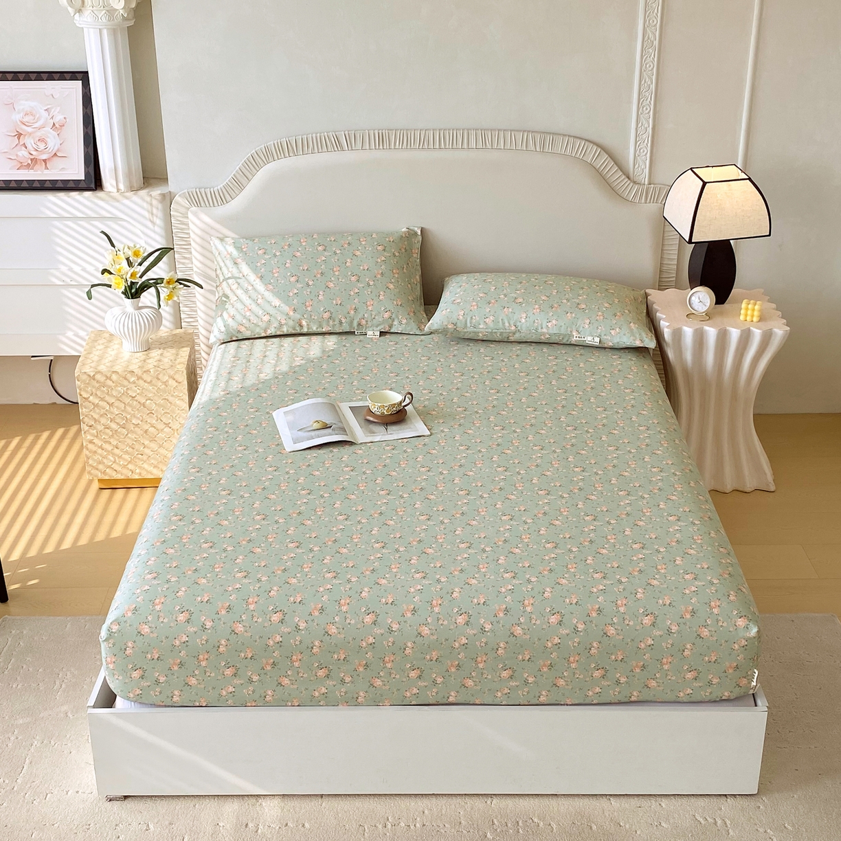 91家纺网 家纺一手货源 找家纺 （总）春皖家纺 2026春夏新品简约款老粗布系列床笠品单床笠 床笠单件