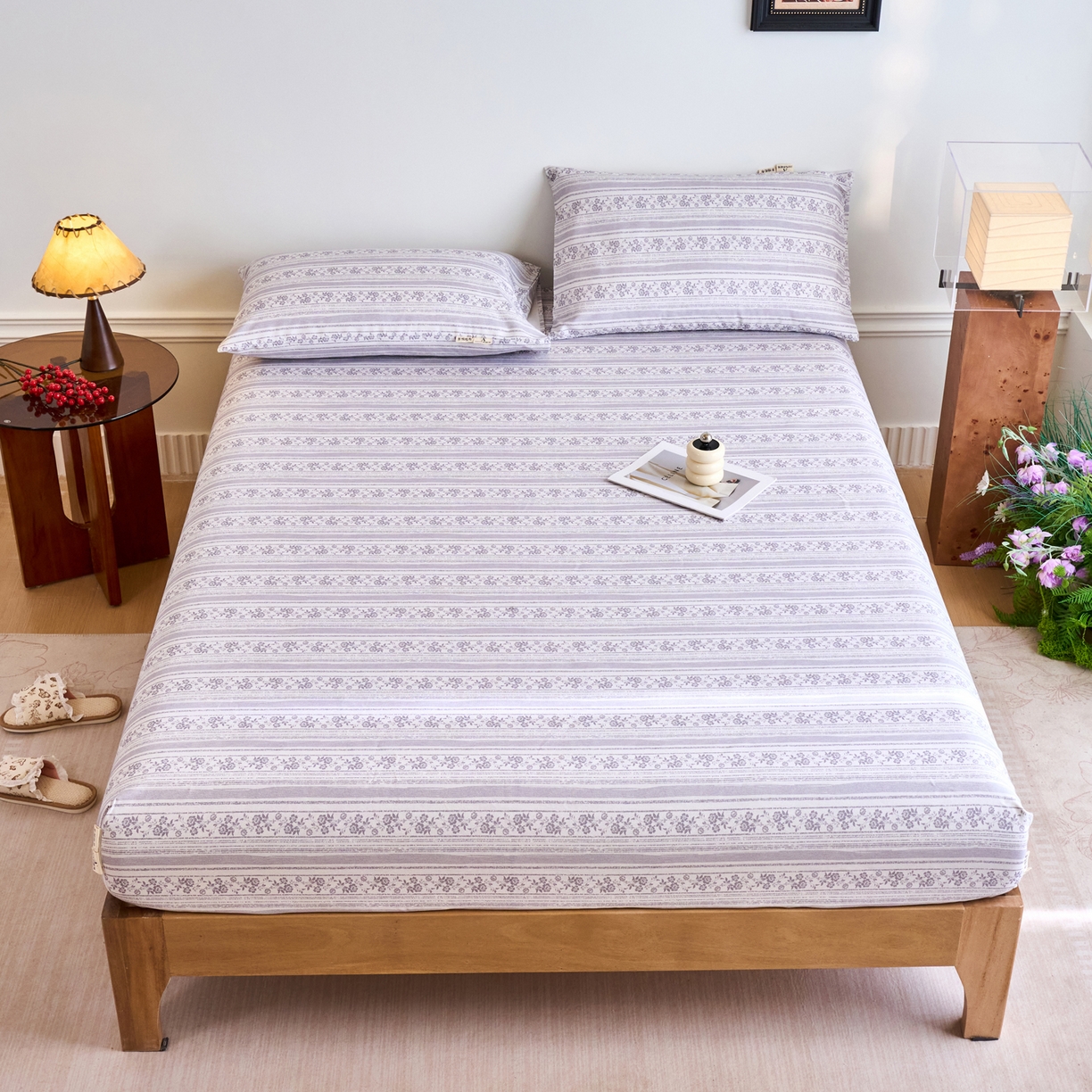 91家纺网 家纺一手货源 找家纺 （总）春皖家纺 2026春夏新品简约款老粗布系列床笠品单床笠 床笠单件