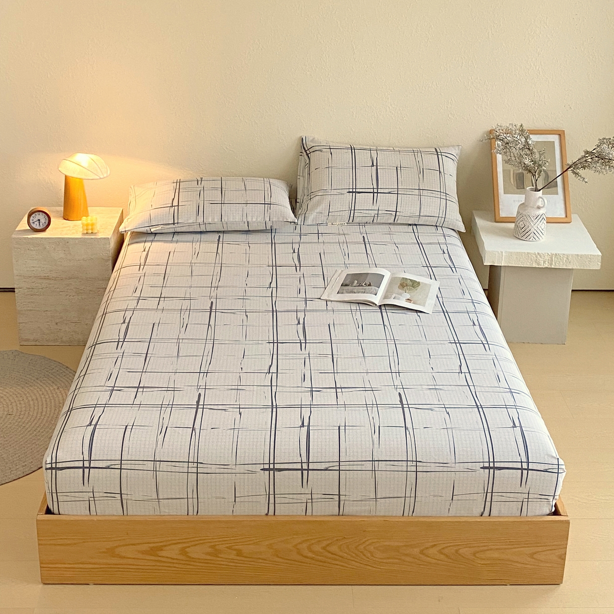 91家纺网 家纺一手货源 找家纺 （总）春皖家纺 2026春夏新品简约款老粗布系列床笠品单床笠 床笠单件