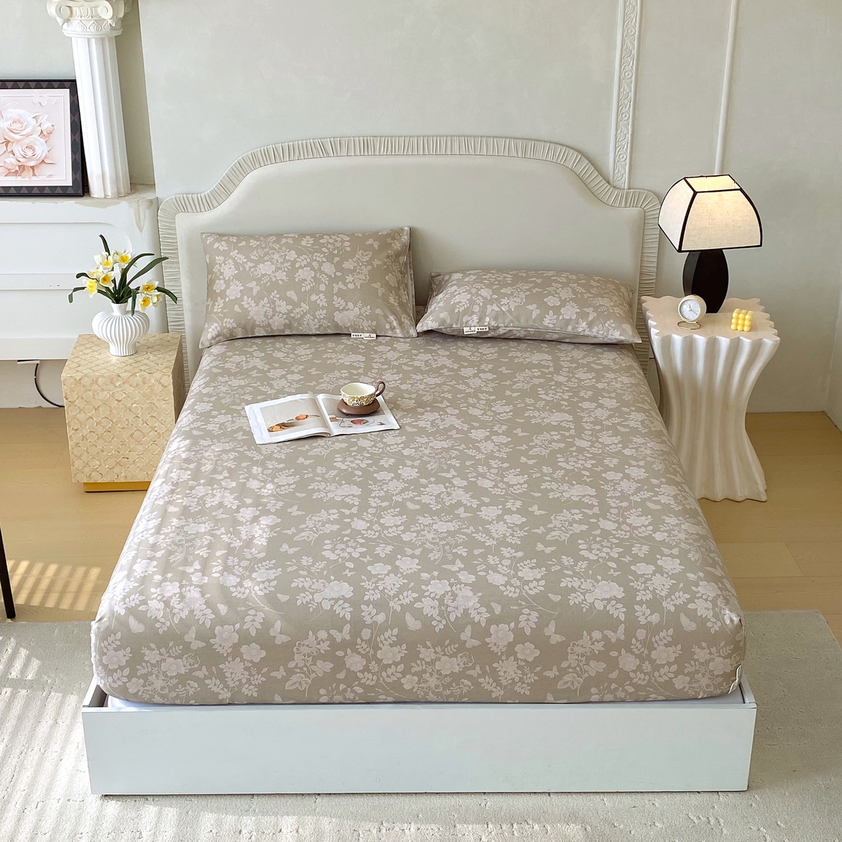 91家纺网 家纺一手货源 找家纺 （总）春皖家纺 2026春夏新品简约款老粗布系列床笠品单床笠 床笠单件