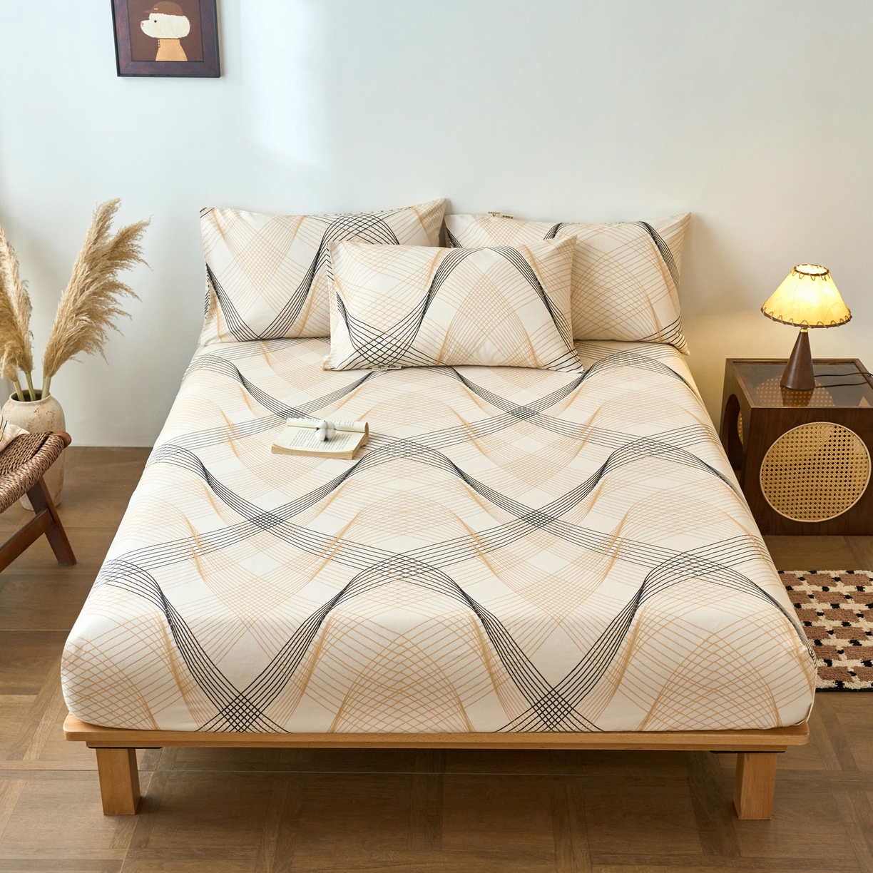 91家纺网 家纺一手货源 找家纺 （总）春皖家纺 2026春夏新品简约款老粗布系列床笠品单床笠 床笠单件