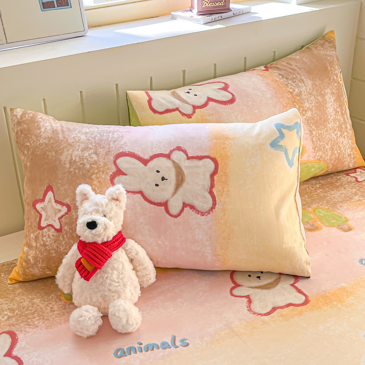 91家纺网 家纺一手货源 找家纺 瑞莱 2026新款纯棉全棉单品印花卡通床单枕套系列 呆萌企鹅