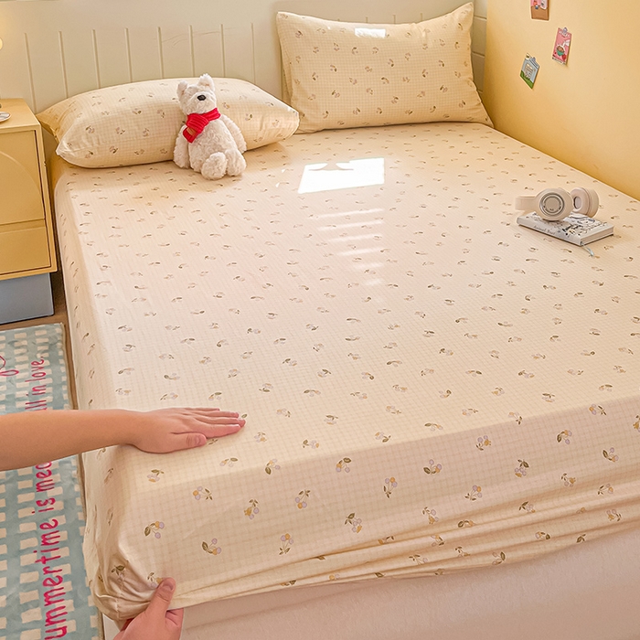 瑞莱 2026新款纯棉全棉单品印花卡通床笠枕套系列 樱桃格