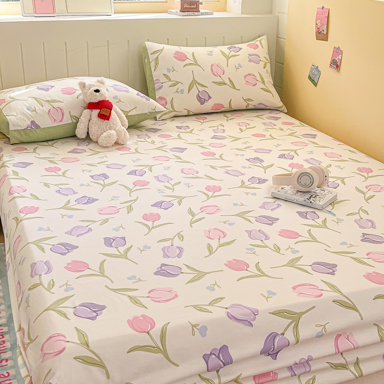 91家纺网 家纺一手货源 找家纺 瑞莱 2026新款纯棉全棉单品印花卡通床笠枕套系列 绽放