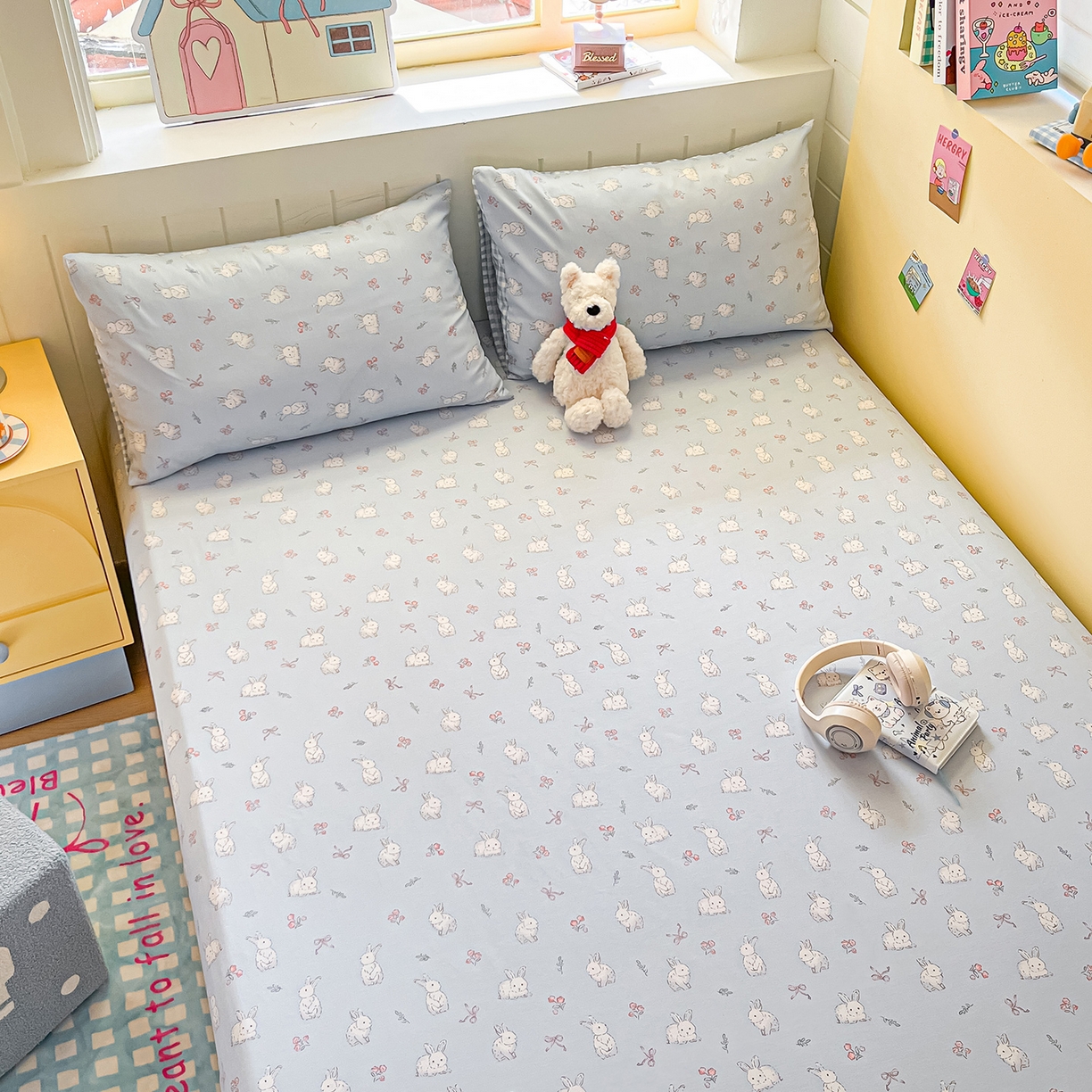 91家纺网 家纺一手货源 找家纺 瑞莱 2026新款纯棉全棉单品印花卡通床笠枕套系列 仙子