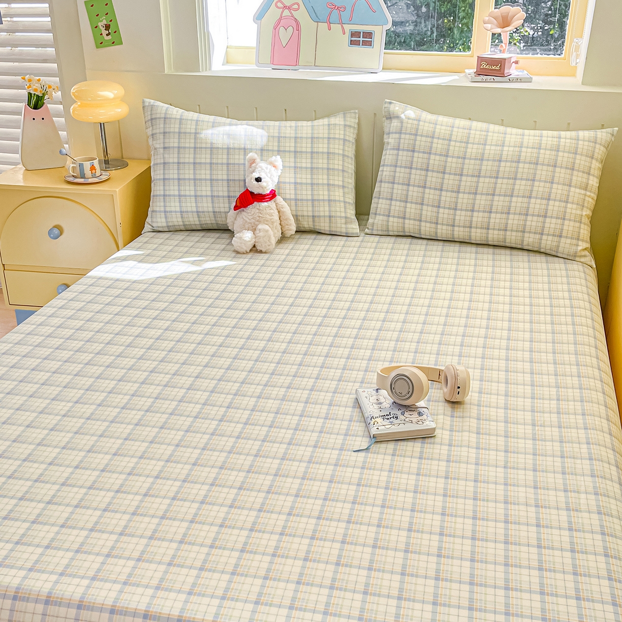 91家纺网 家纺一手货源 找家纺 瑞莱 2026新款纯棉全棉单品印花卡通床笠枕套系列 五线格