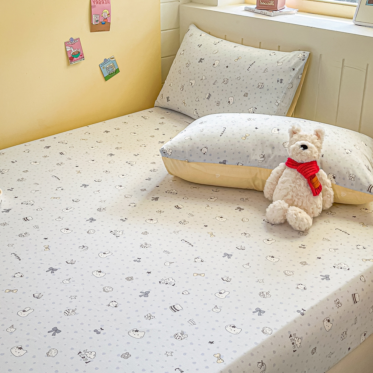 91家纺网 家纺一手货源 找家纺 瑞莱 2026新款纯棉全棉单品印花卡通床笠枕套系列 童话