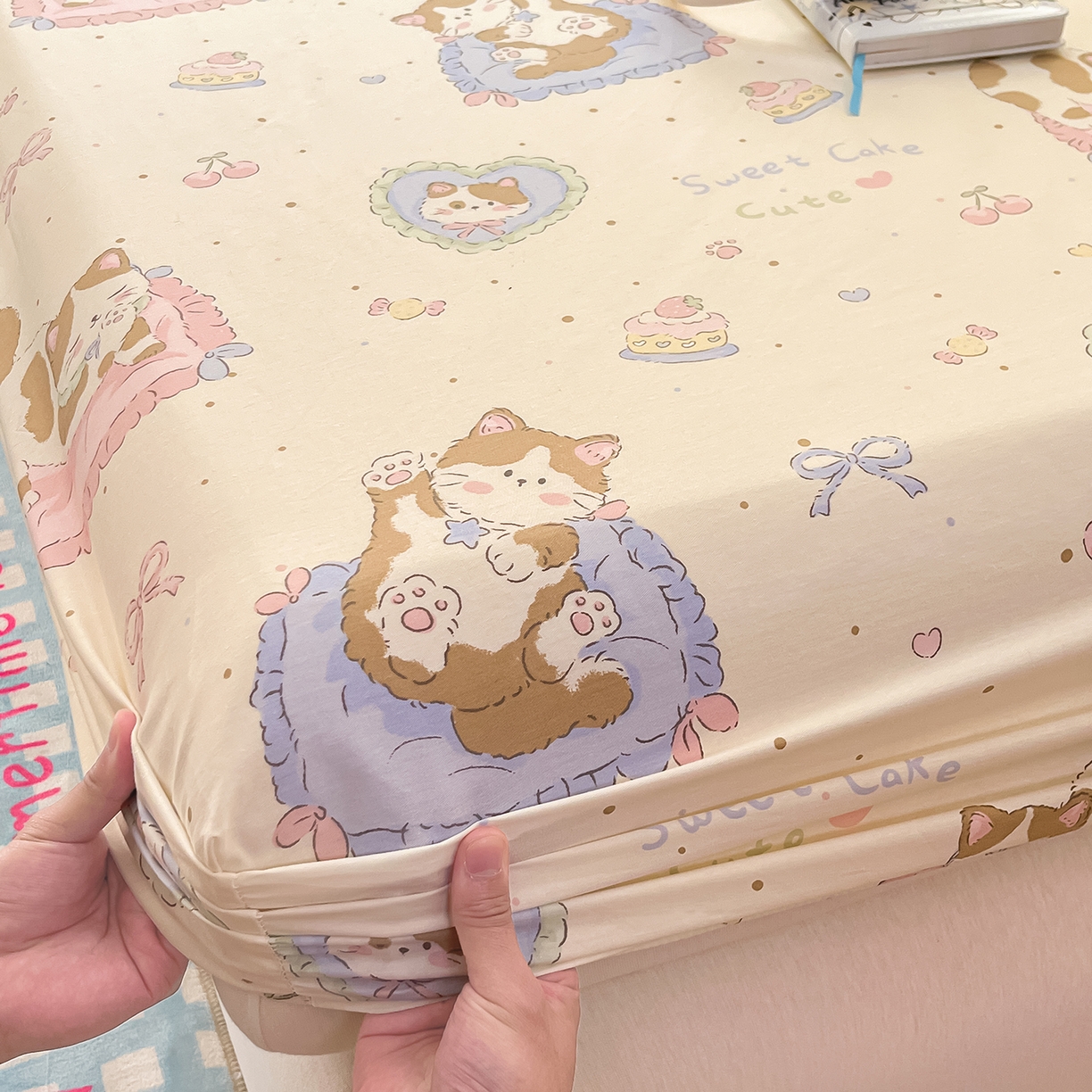 91家纺网 家纺一手货源 找家纺 瑞莱 2026新款纯棉全棉单品印花卡通床笠枕套系列 软萌萌