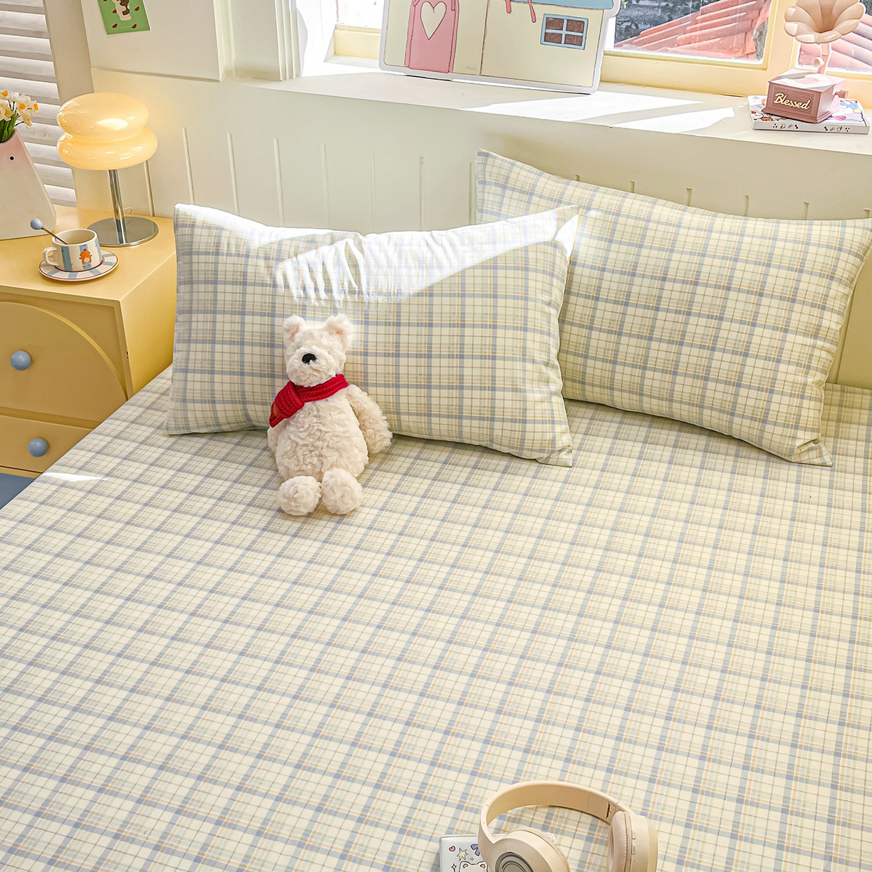 91家纺网 家纺一手货源 找家纺 瑞莱 2026新款纯棉全棉单品印花卡通床笠枕套系列 五线格