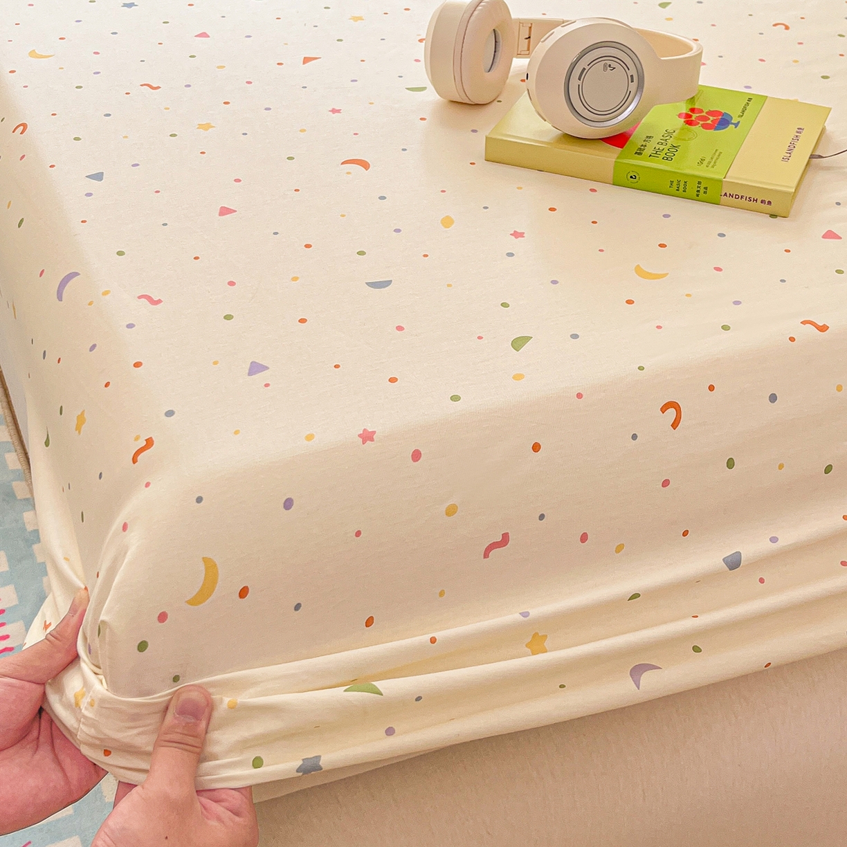 91家纺网 家纺一手货源 找家纺 瑞莱 2026新款纯棉全棉单品印花卡通床笠枕套系列 繁星点点