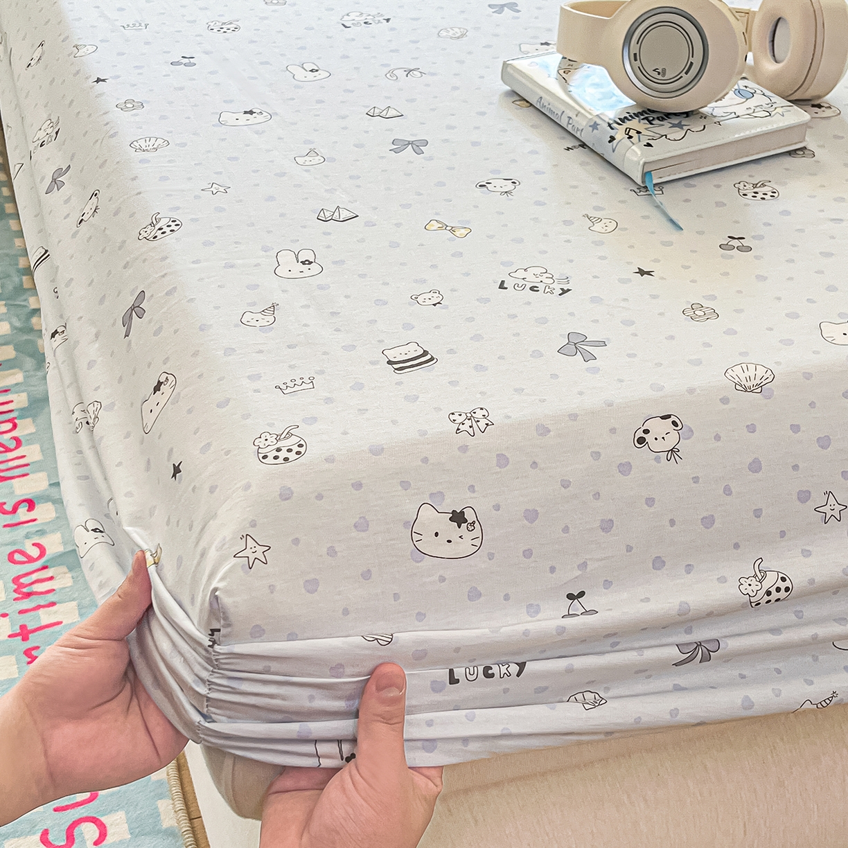 91家纺网 家纺一手货源 找家纺 瑞莱 2026新款纯棉全棉单品印花卡通床笠枕套系列 童话