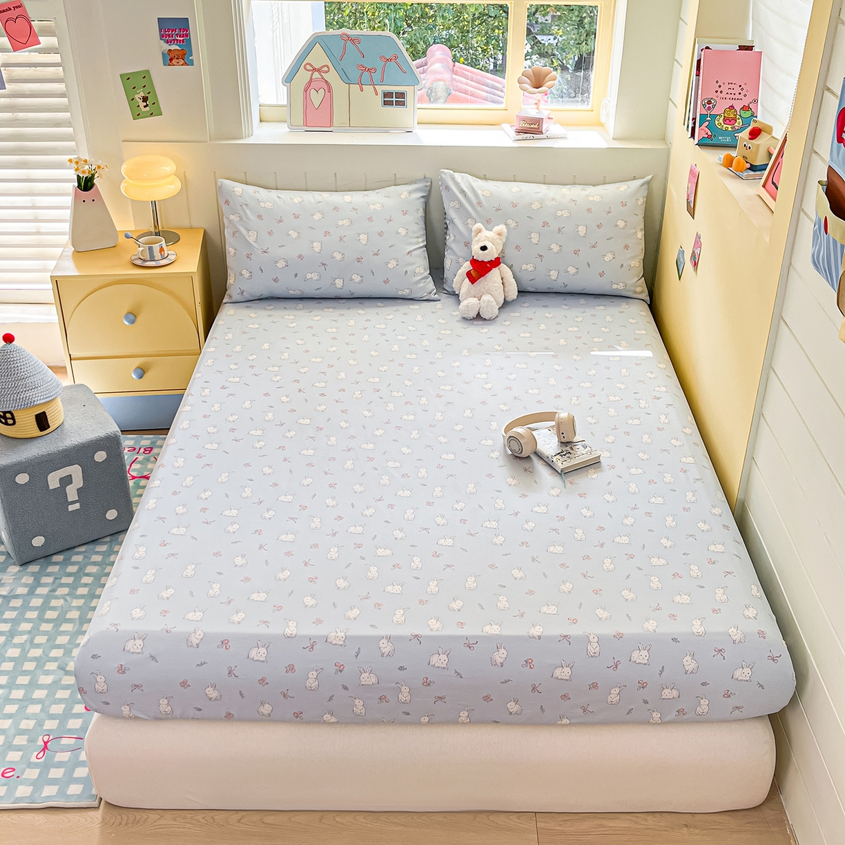 91家纺网 家纺一手货源 找家纺 瑞莱 2026新款纯棉全棉单品印花卡通床笠枕套系列 仙子