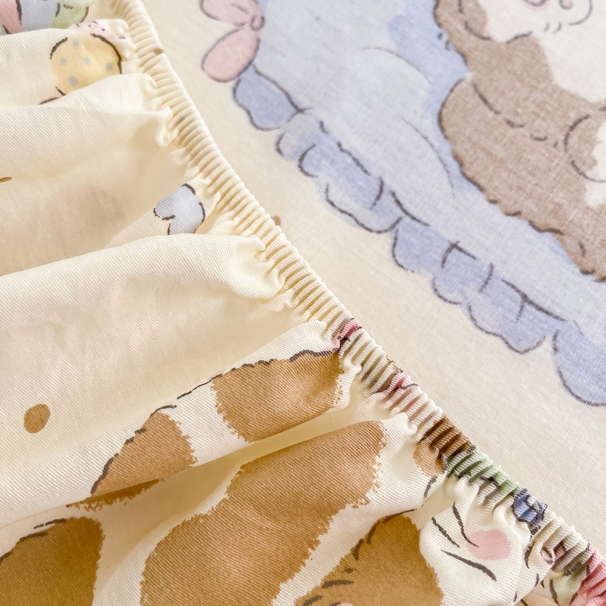 91家纺网 家纺一手货源 找家纺 瑞莱 2026新款纯棉全棉单品印花卡通床笠枕套系列 软萌萌