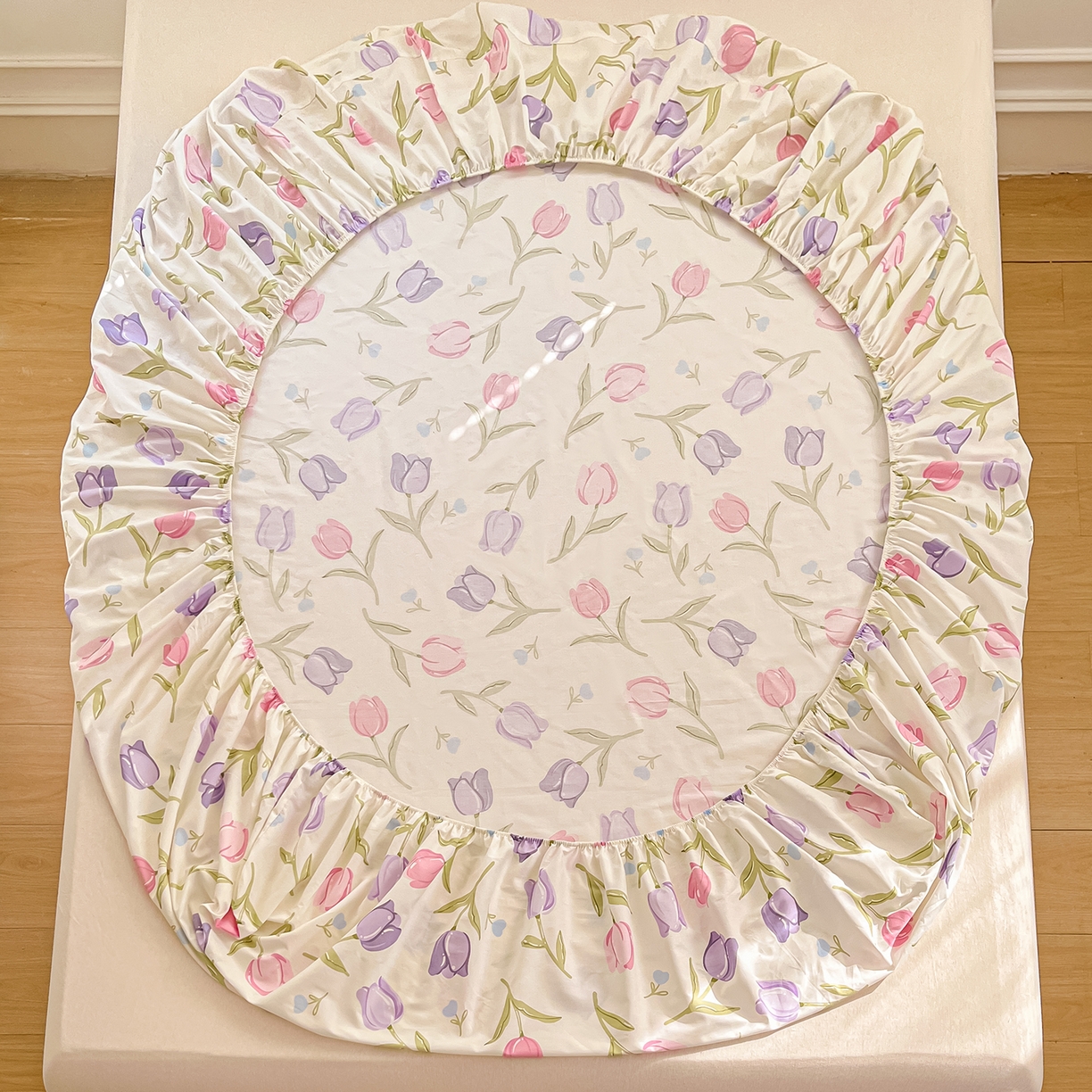 91家纺网 家纺一手货源 找家纺 瑞莱 2026新款纯棉全棉单品印花卡通床笠枕套系列 绽放