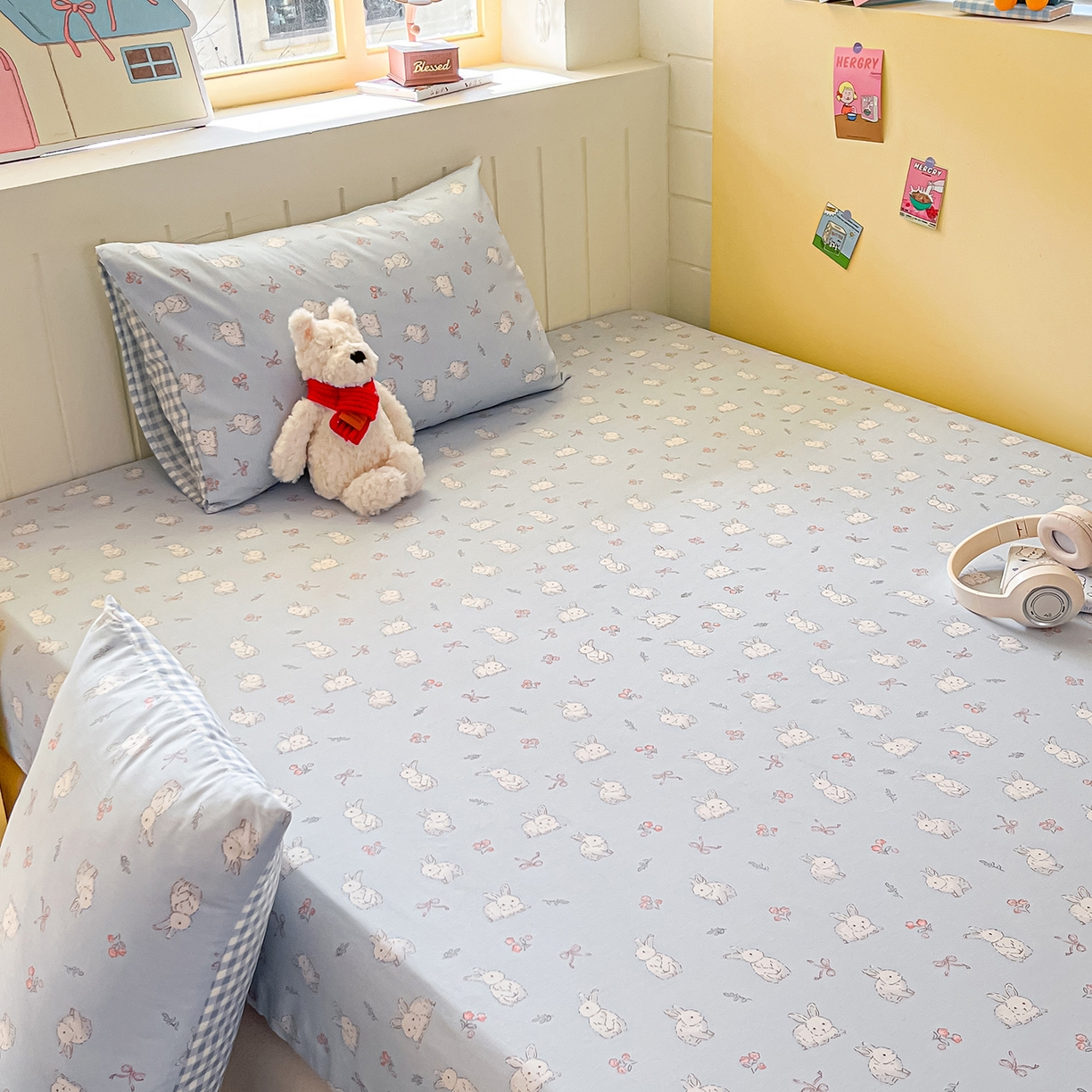 91家纺网 家纺一手货源 找家纺 瑞莱 2026新款纯棉全棉单品印花卡通床笠枕套系列 仙子