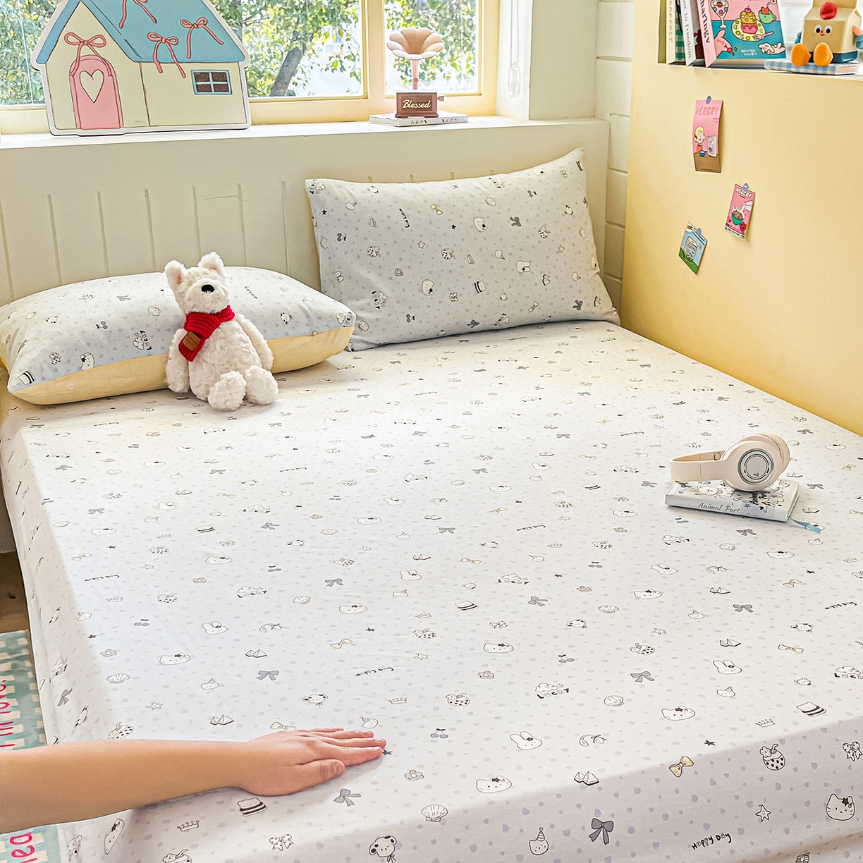 91家纺网 家纺一手货源 找家纺 瑞莱 2026新款纯棉全棉单品印花卡通床笠枕套系列 童话