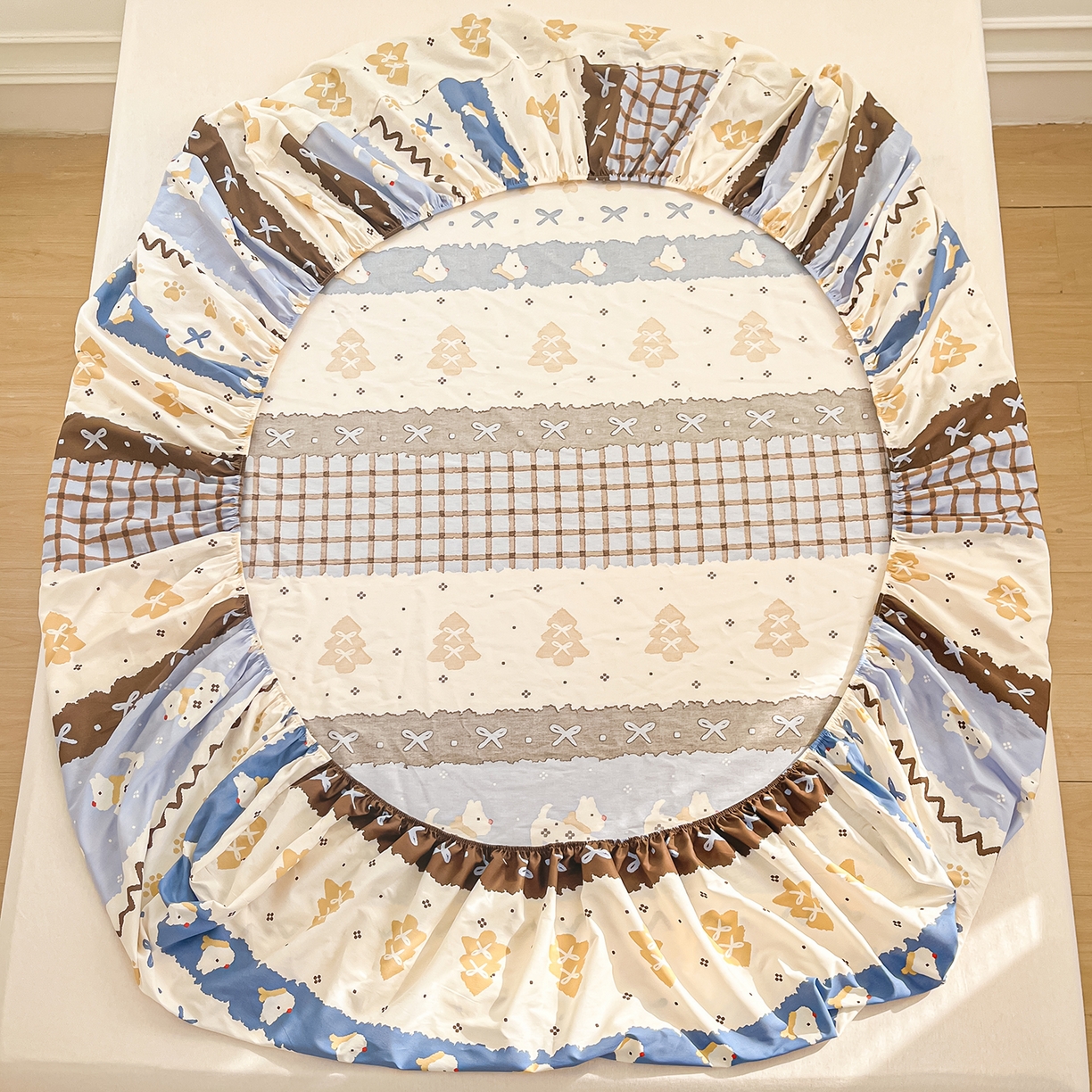 91家纺网 家纺一手货源 找家纺 瑞莱 2026新款纯棉全棉单品印花卡通床笠枕套系列 圣诞狗