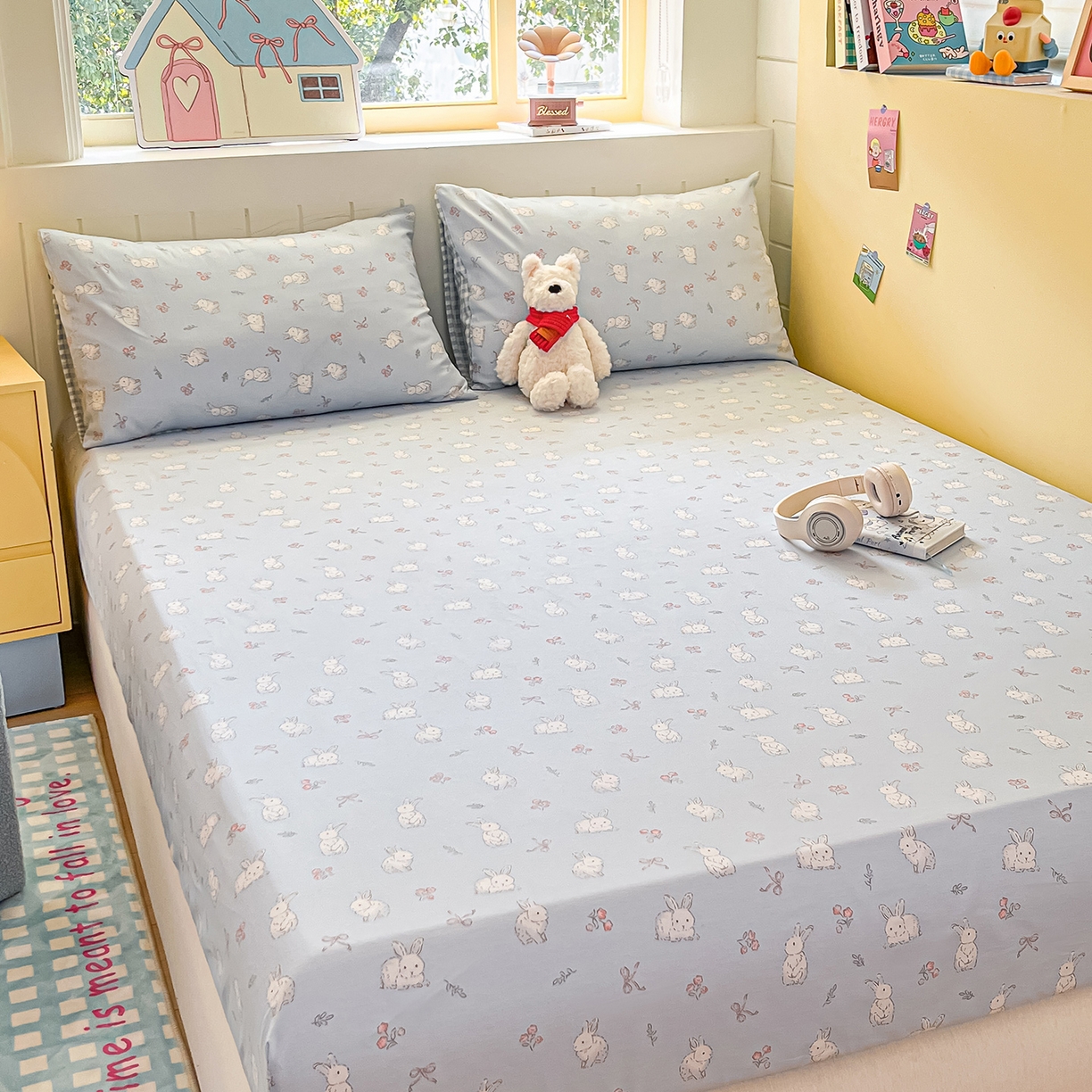 91家纺网 家纺一手货源 找家纺 瑞莱 2026新款纯棉全棉单品印花卡通床笠枕套系列 仙子