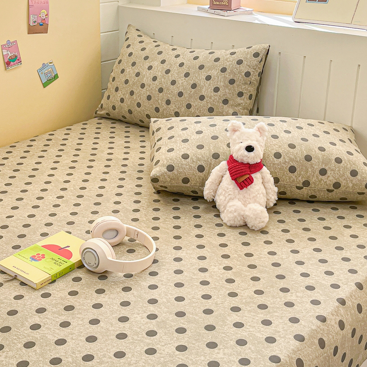 91家纺网 家纺一手货源 找家纺 瑞莱 2026新款纯棉全棉单品印花卡通床笠枕套系列 圆点点