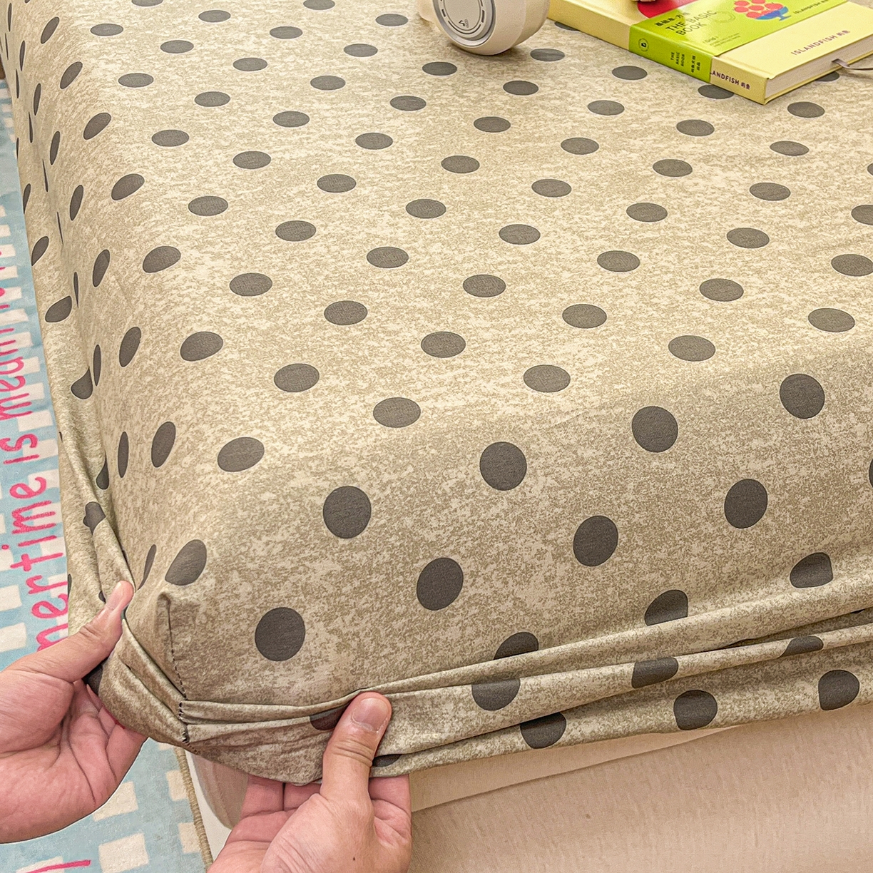 91家纺网 家纺一手货源 找家纺 瑞莱 2026新款纯棉全棉单品印花卡通床笠枕套系列 圆点点